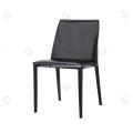 Black saddle leather high density foam dining chairs